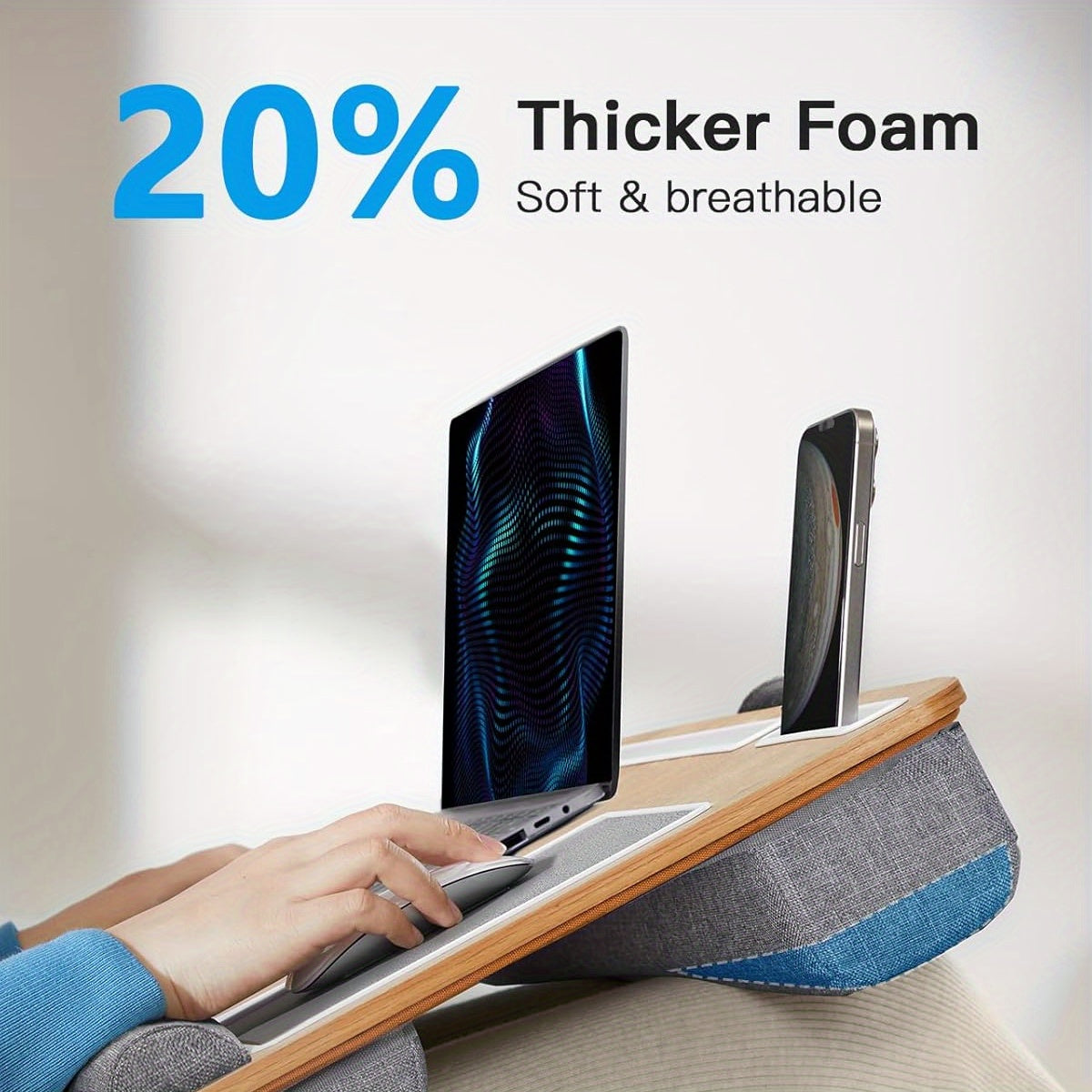 Ergonomic Laptop Desk with Wrist Rest - Fits 17" Laptops, MacBooks, Tablets - Built-in, Ideal for Restaurant Use, Includes Pen and Phone Holders