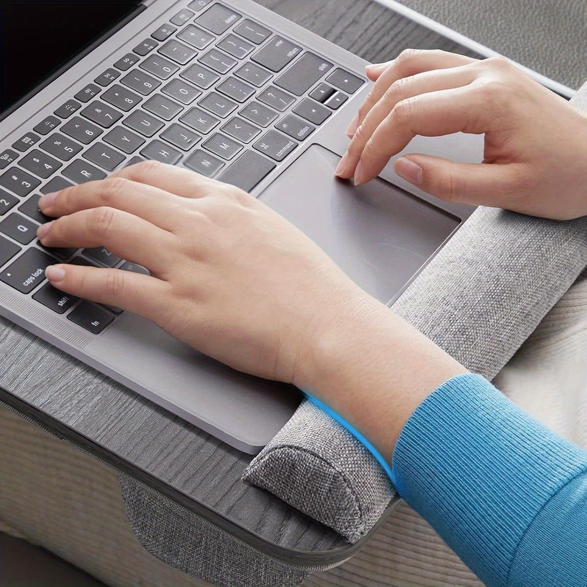 Ergonomic Laptop Desk with Wrist Rest - Fits 17" Laptops, MacBooks, Tablets - Built-in, Ideal for Restaurant Use, Includes Pen and Phone Holders