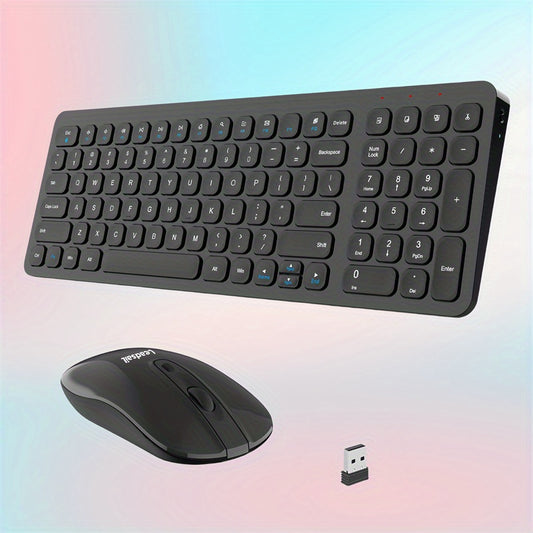 LeadsaiL Wireless Keyboard and Mouse Combo, Wireless USB Mouse and Computer Keyboard Set, Compact and Silent for Windows Laptop, Desktop, PC