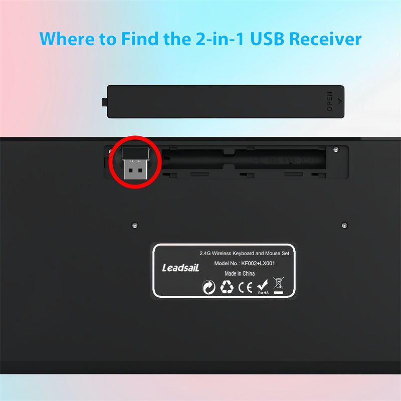 LeadsaiL Wireless Keyboard and Mouse Combo, Wireless USB Mouse and Computer Keyboard Set, Compact and Silent for Windows Laptop, Desktop, PC