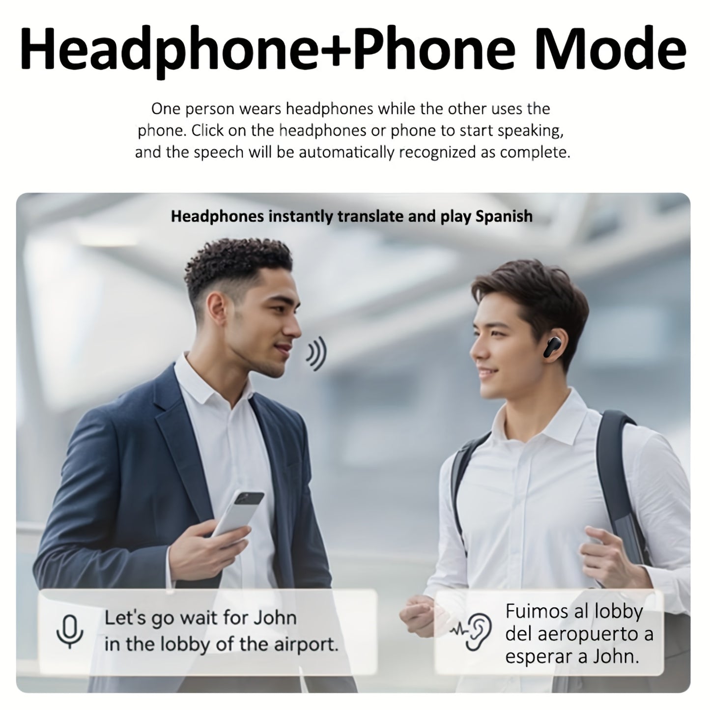 [Smart Bluetooth Headphones] AI Translation Smart Bluetooth Headphones | 4 Mic ENC Noise-cancelling TWS Earbuds, 140+ Languages Real-time Translation, 550mAh Ultra Long Standby, Music Playback, Mobile Phones & Conference Brie