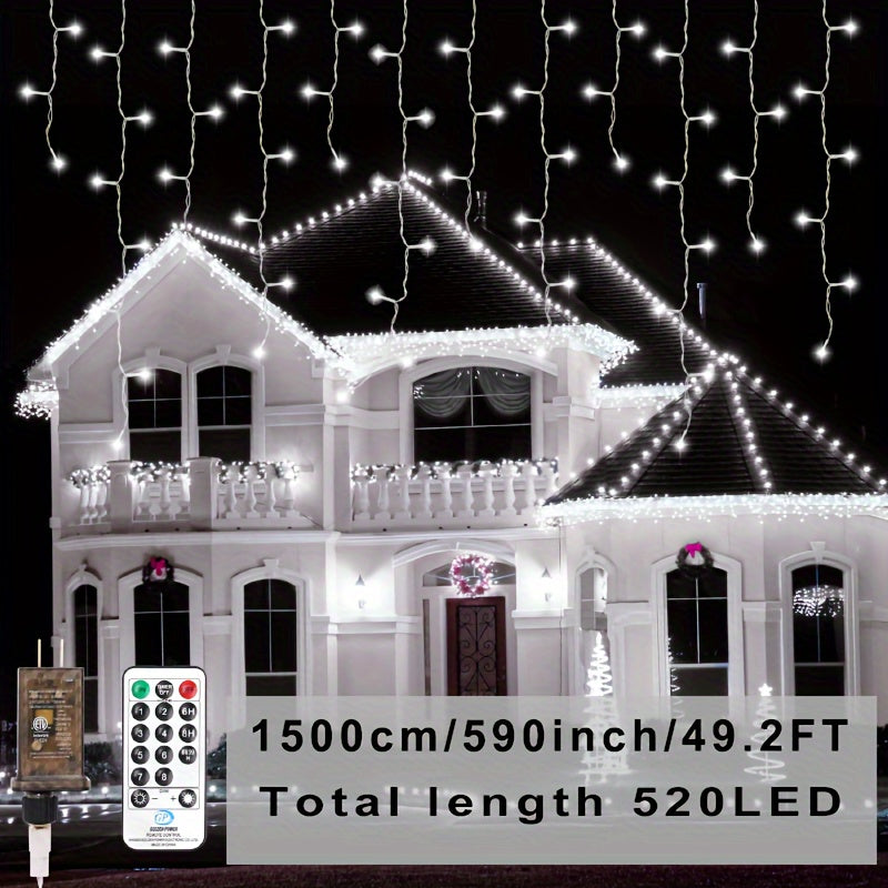 Assurged LED Icicle Lights, LED Light Strips, Christmas Icicle Lights,, Multiple Modes And Timers, Warm White, Cool White, Suitable For Eaves Lights, Festivals, Weddings, Christmas Decorations
