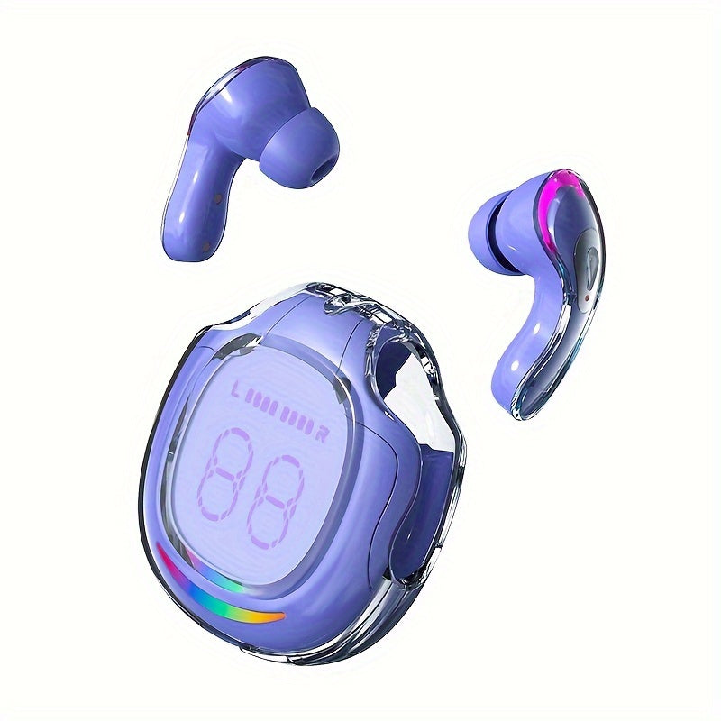 Wireless 5.4 Wireless Earbuds Built-in Ambient Lighting Sports Gaming Headset Bass Touch Control Headset Digital Display