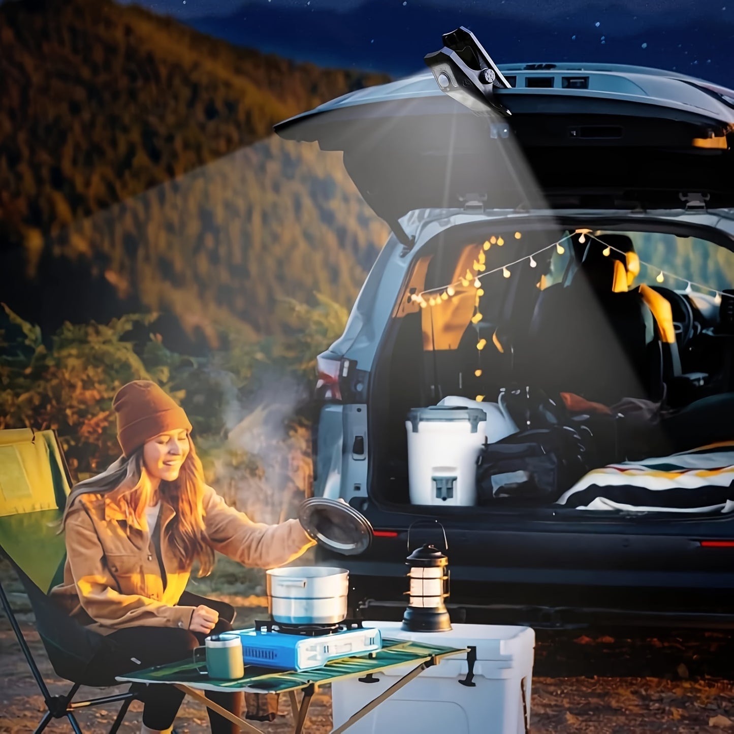 Tryme 90LEDs Solar Lights Outdoor Clip Motion Sensor Lights 3 Modes 3 Mounting Ways Security Light For Chain Link Fence Camping Gate (2 Pack)