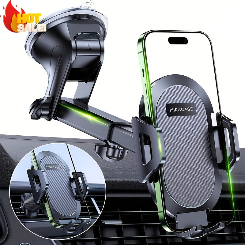 Miracase 3-in-1 Car Phone Mount - Super Suction Dashboard & Air Vent Holder with Telescopic Arm, Adjustable Cradle for All Phones, Quick Release, Durable Metal Hooks - Perfect Christmas Gift