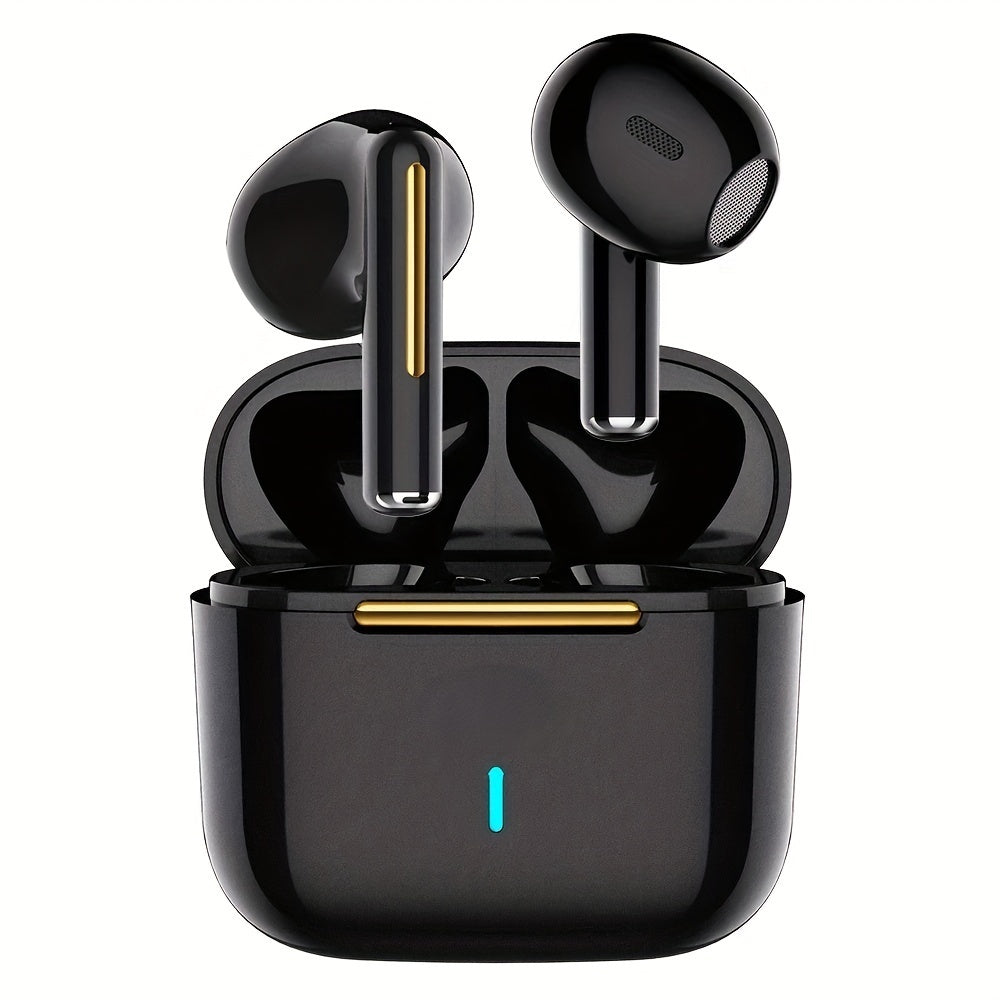 Wireless Earbuds with Volume Control, Semi-Open-Back Earphones with Condenser Microphone, Compatible with iPhone/Samsung/Android, HiFi Sound, ENC Noise Reduction, Long Battery Life, Rechargeable Lithium-Polymer, Ideal for Adu