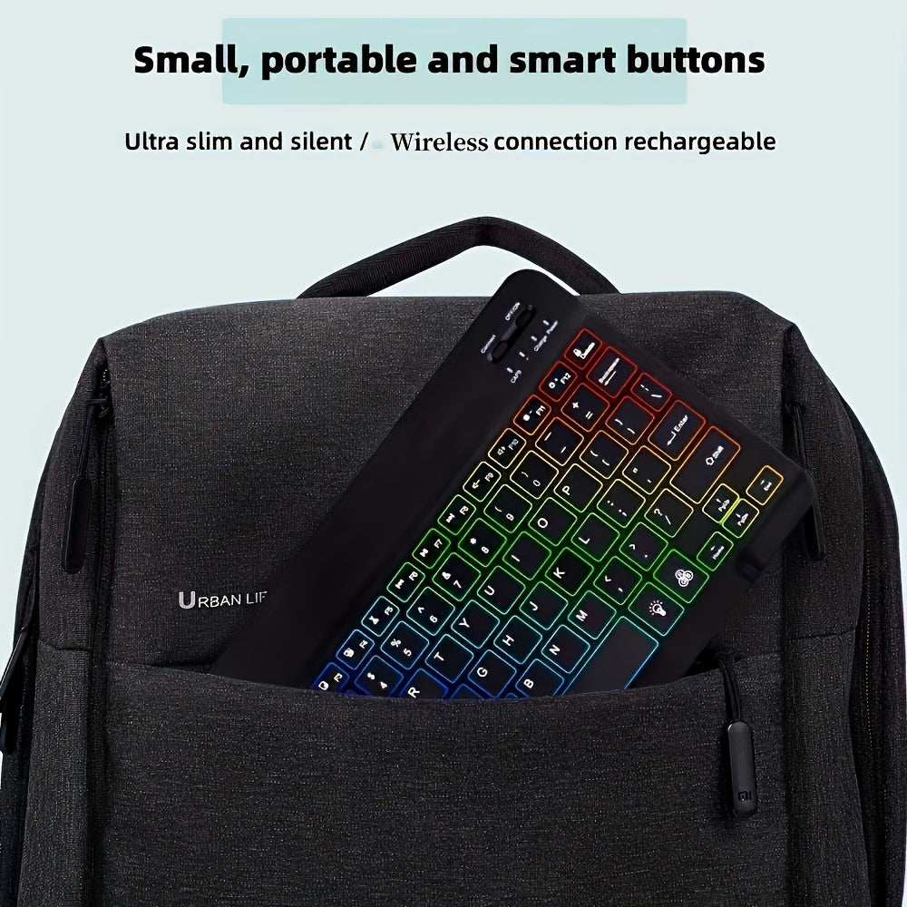 ELFO LARANJA Rainbow RGB Wireless Keyboard - Ergonomic, Rechargeable Wireless Keyboard for Tablets & Smartphones, Compatible with iOS 13+, for Android, Windows