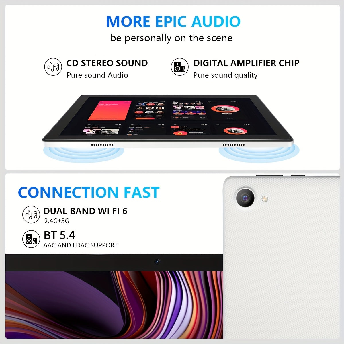 MAYPUG Multi-Function 2-in-1 Tablet with Wireless Keyboard, for Android 14, Octa-core, 10-inch Screen, 8GB (3+5) for RAM, 64GB ROM, Expandable Up to 1TB, WiFi 6, 5MP + 8MP Camera, 1280*800 HD, 5000mAh, with Wireless Keyboard,