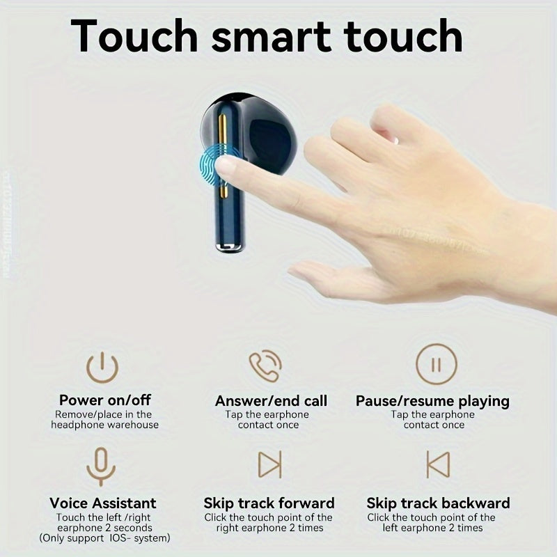 Wireless Earbuds with Volume Control, Semi-Open-Back Earphones with Condenser Microphone, Compatible with iPhone/Samsung/Android, HiFi Sound, ENC Noise Reduction, Long Battery Life, Rechargeable Lithium-Polymer, Ideal for Adu