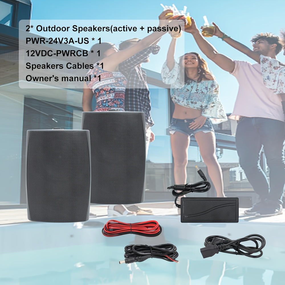 STUDIOFINIX 6.5 Inches Indoor Outdoor Bluetooth Speakers Wired 400 Watts with Powerful Bass, 2 Way Wall Mount Speakers All-Weather Durability for Patio Home Deck Porch Backyard(Pair, Black)
