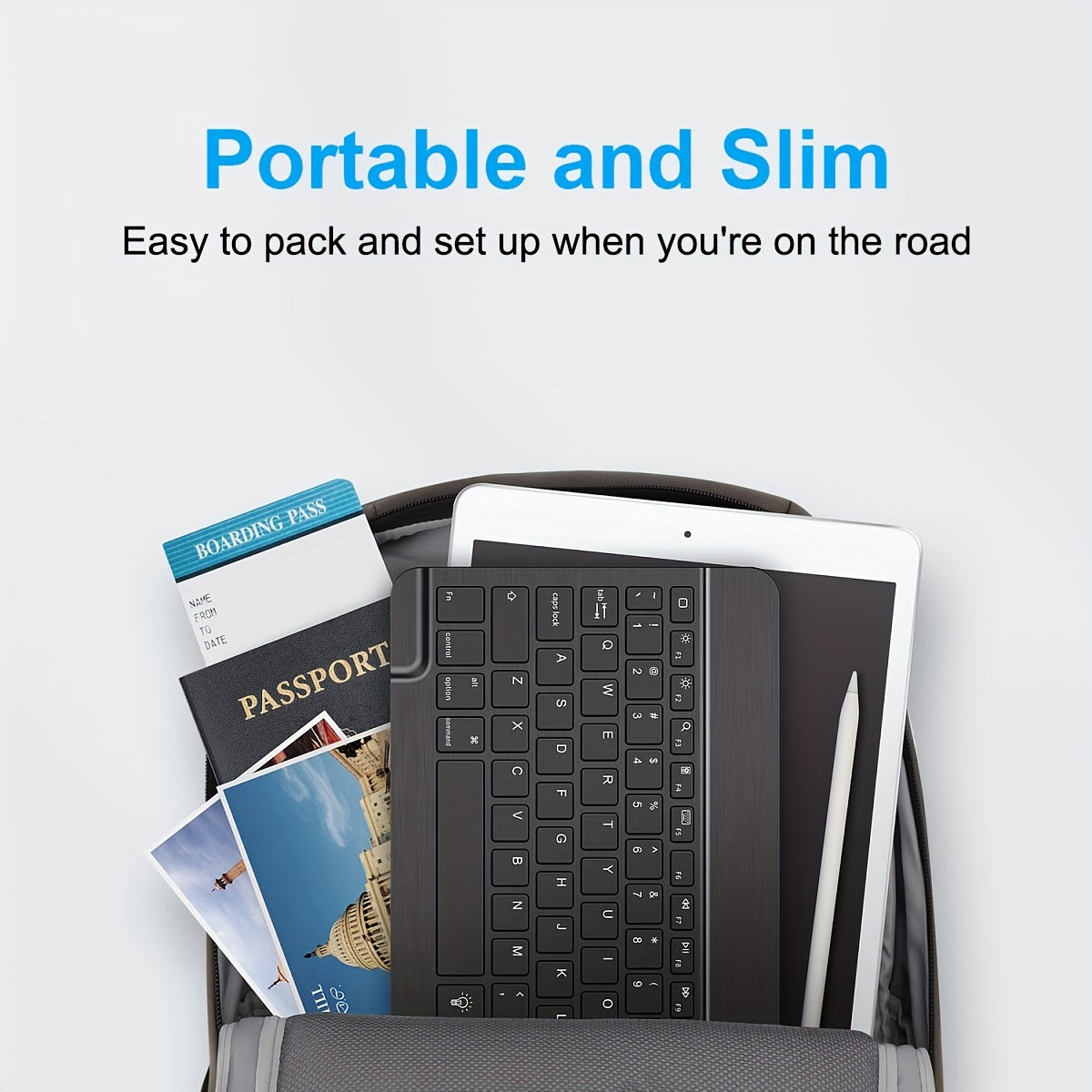 Suitable For Ipad, Ipad Pro, Ipad Mini, Ipad Air, Rechargeable Ultra-Thin Wireless Keyboard For Apple, Iphone, Samsung Tablet Smartphone IOS Android Windows, Portable Mini Wireless 10 Inch Keyboard