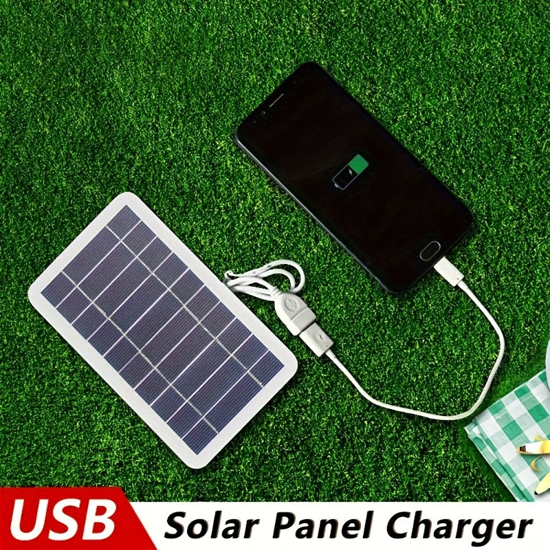 [Solar Charger] Solar Powered USB Solar Panel Charger For Outdoor Travel & Camping | One, Charge Controller, Female To Male USB Connector - Compatible With Mobile Phones, Power Banks, Flashlights, Fans, Tablets