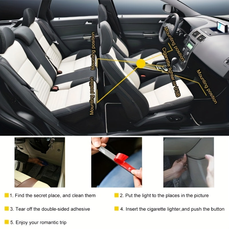 Easy Installation, Automotive High Brightness Neon Kits, Automotive LED Light Strips, Interior Lights, Christmas Decorations, USB Neon Accessories, Ambiance Light Strips, Foot Space Neon Kits, Without Battery