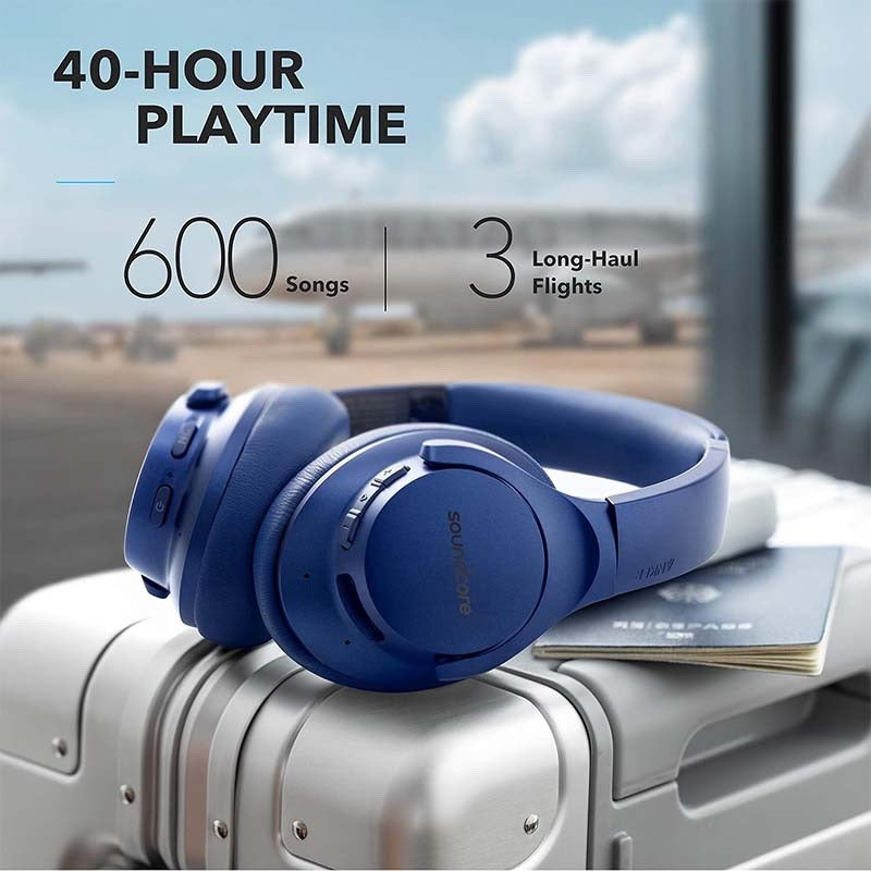 Refurbished- Soundcore by Anker Life Q20 Hybrid Active Noise Cancelling Headphones, Wireless Over-Ear Bluetooth Headphones with 40H Playtime, Hi-Res Audio, Deep Bass, Memory Foam Ear Cups and Headband