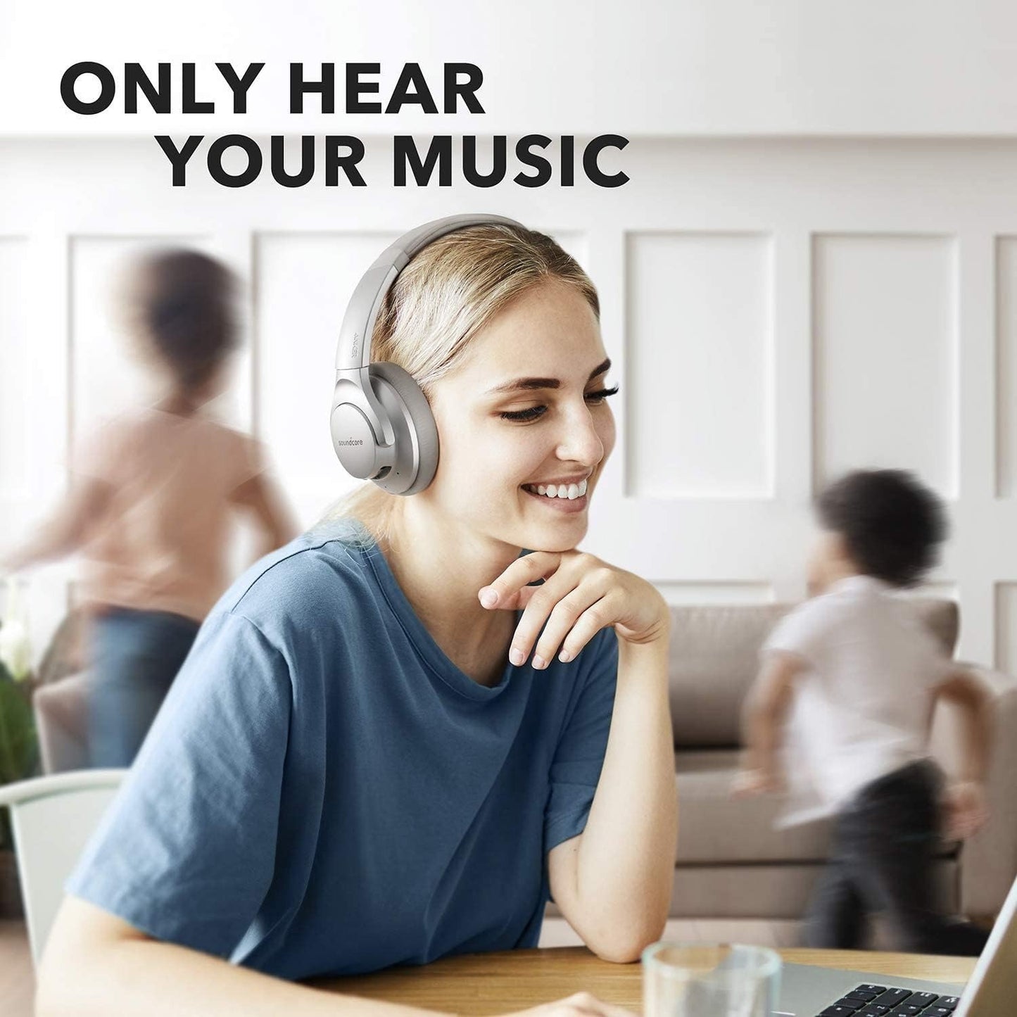 Refurbished- Soundcore by Anker Life Q20 Hybrid Active Noise Cancelling Headphones, Wireless Over-Ear Bluetooth Headphones with 40H Playtime, Hi-Res Audio, Deep Bass, Memory Foam Ear Cups and Headband
