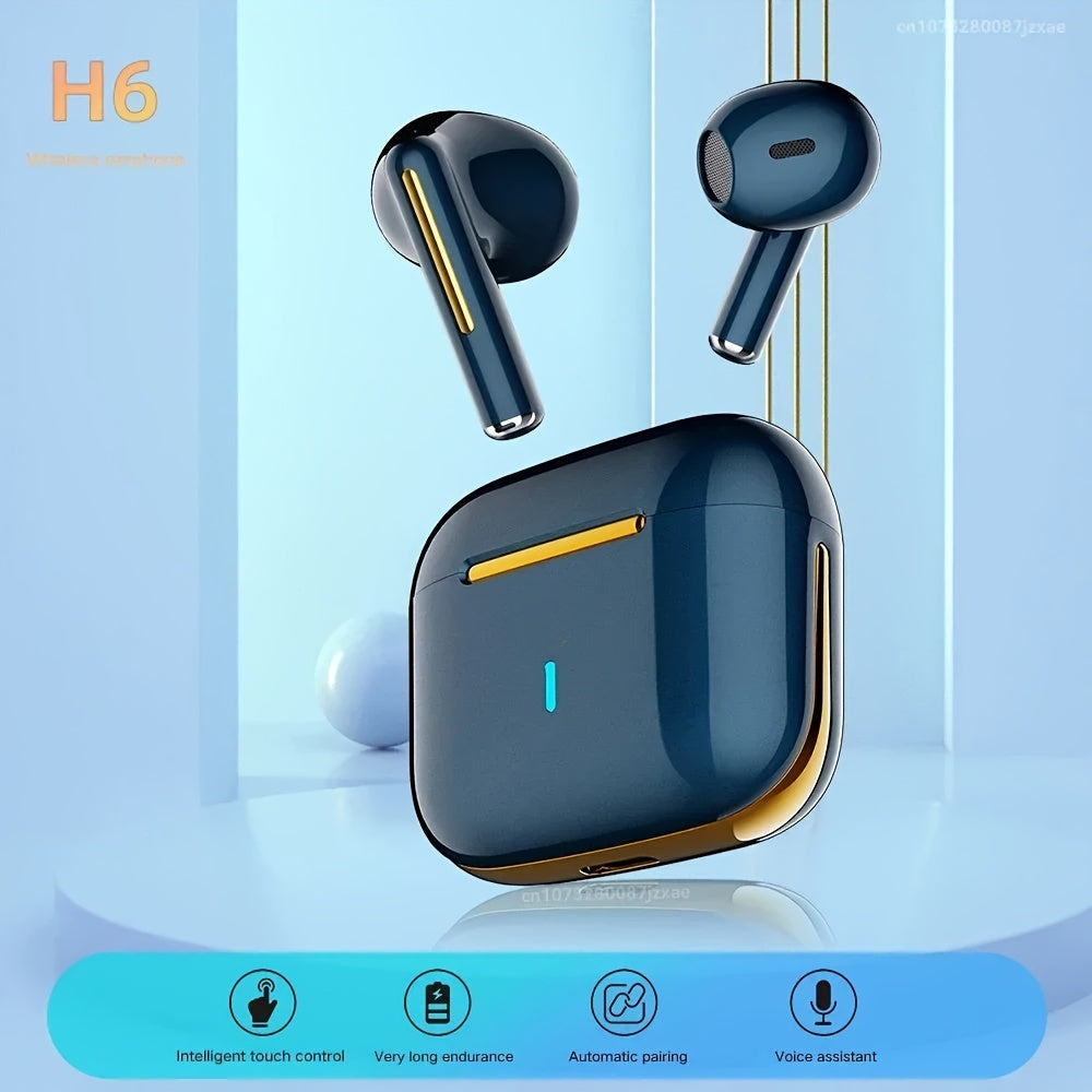 Wireless Earbuds with Volume Control, Semi-Open-Back Earphones with Condenser Microphone, Compatible with iPhone/Samsung/Android, HiFi Sound, ENC Noise Reduction, Long Battery Life, Rechargeable Lithium-Polymer, Ideal for Adu