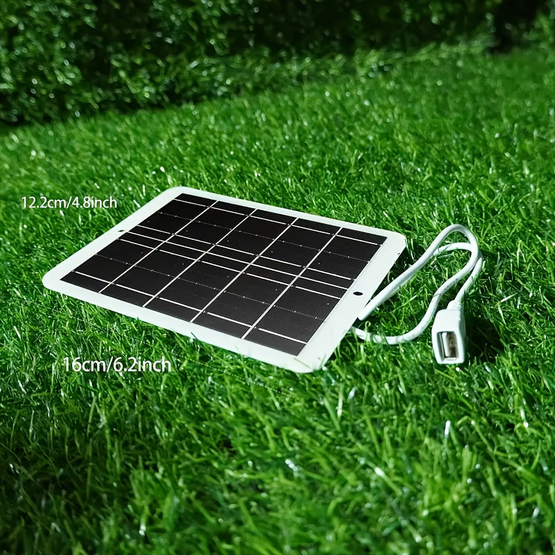 [Solar Charger] Solar Powered USB Solar Panel Charger For Outdoor Travel & Camping | One, Charge Controller, Female To Male USB Connector - Compatible With Mobile Phones, Power Banks, Flashlights, Fans, Tablets