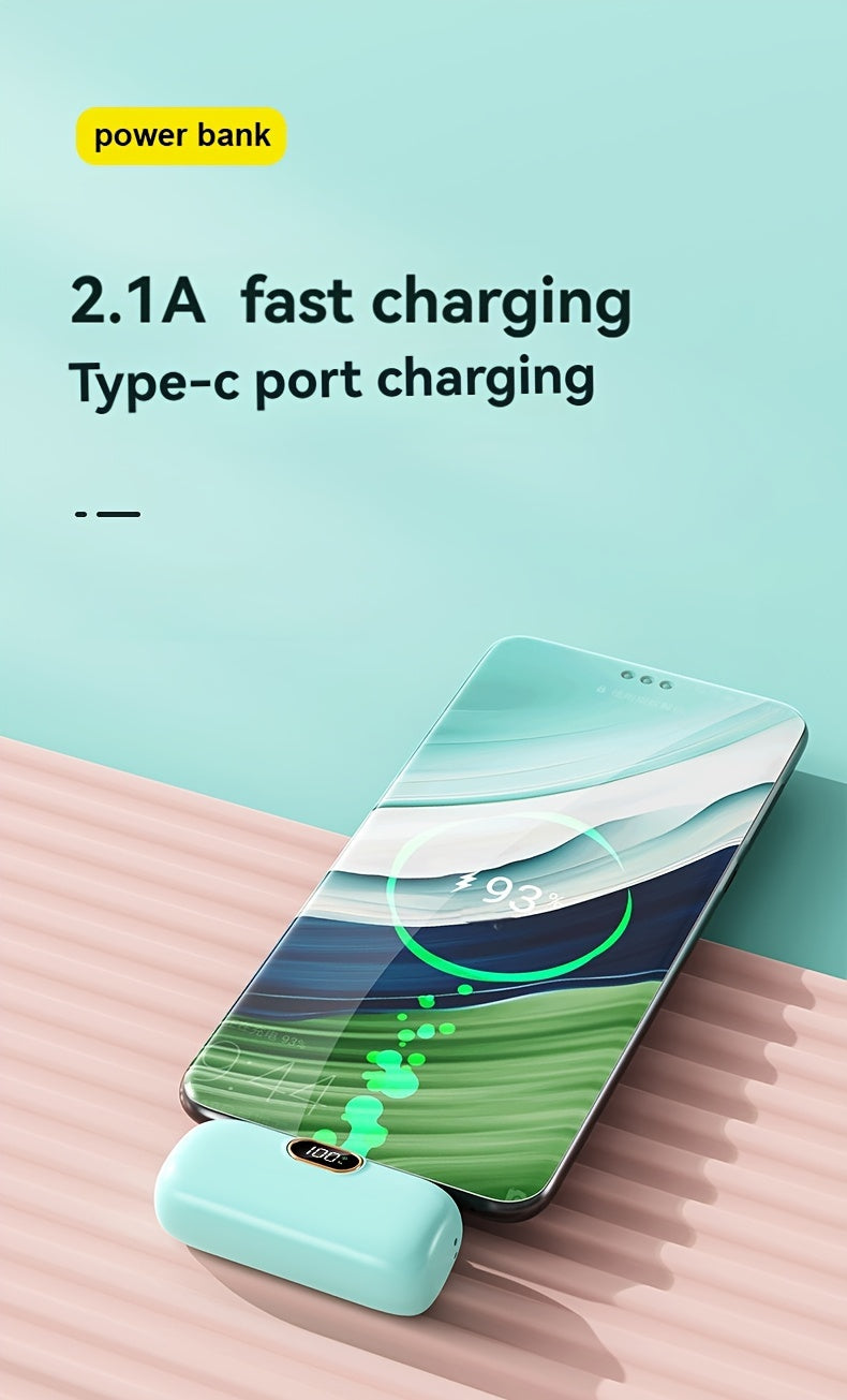 5000mAh Mini Power Bank Wireless Fast Charger Comes With Output Cable, Mini Portable External Battery, Power Bank For IPhone14, Samsung Android Power Bank