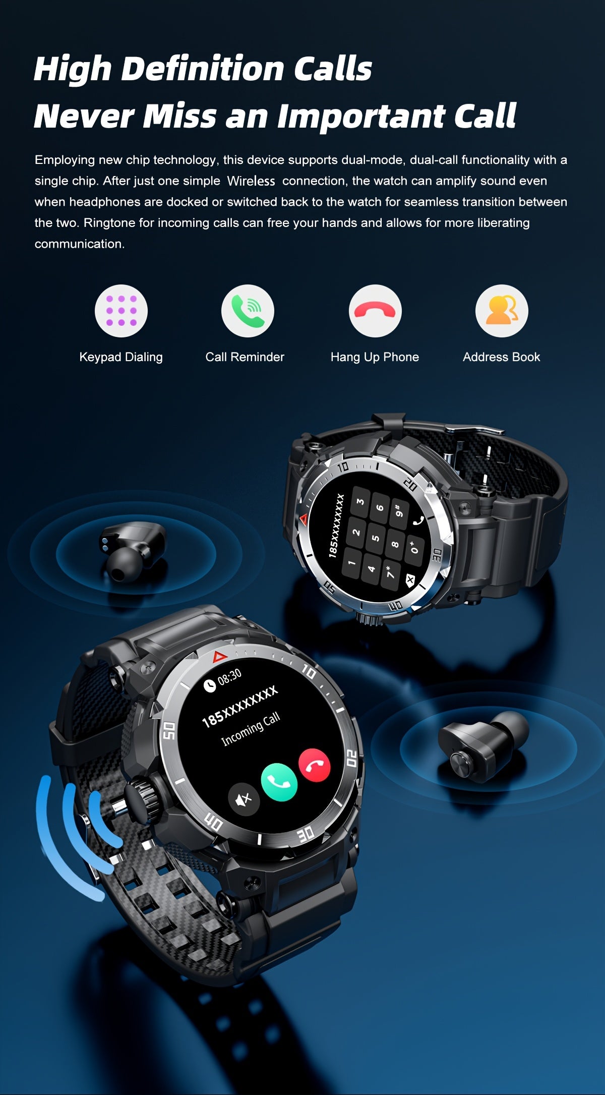 2025 New 3-In-1 Smartwatch with Wireless Earbuds for Men, Music And Fitness Features, 1.46-Inch HD Display, Call Functionality, Speaker, Recording, Sports Tracker, Compatible with Ios And Android, Long Battery Life