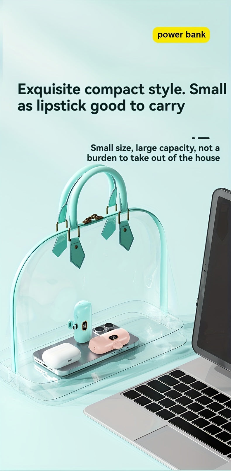 5000mAh Mini Power Bank Wireless Fast Charger Comes With Output Cable, Mini Portable External Battery, Power Bank For IPhone14, Samsung Android Power Bank