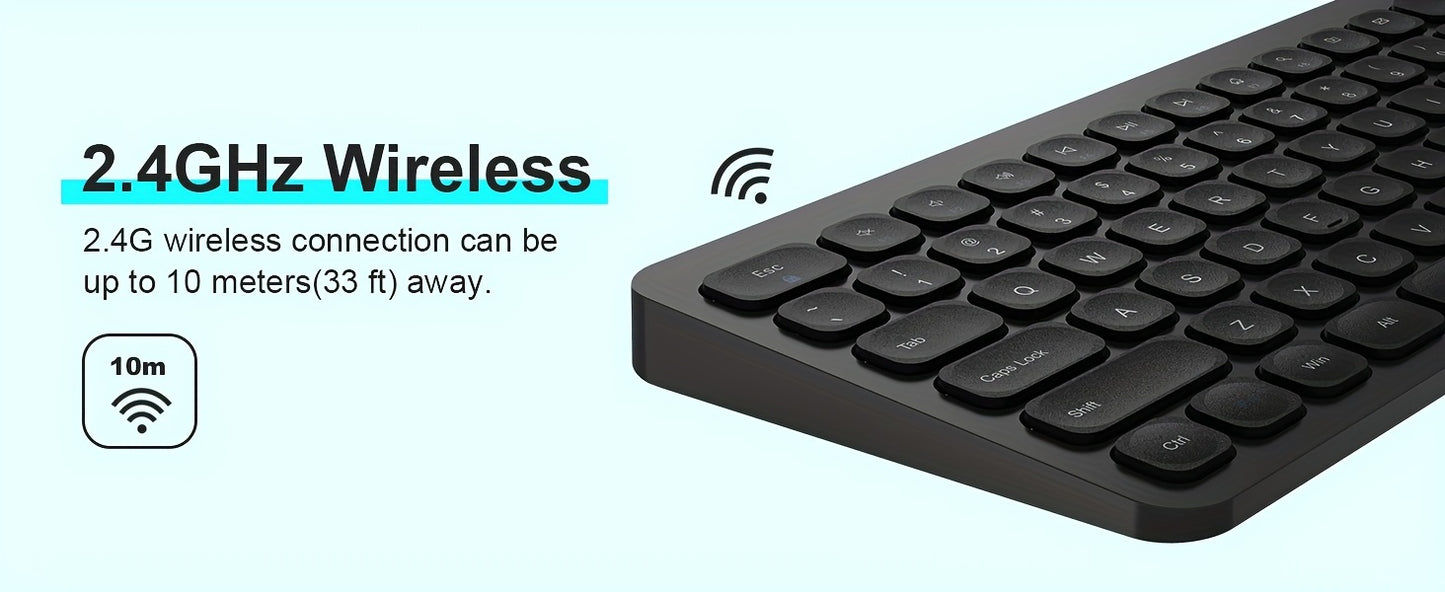 LeadsaiL Wireless Keyboard and Mouse Combo, Wireless USB Mouse and Computer Keyboard Set, Compact and Silent for Windows Laptop, Desktop, PC KF02-Grey