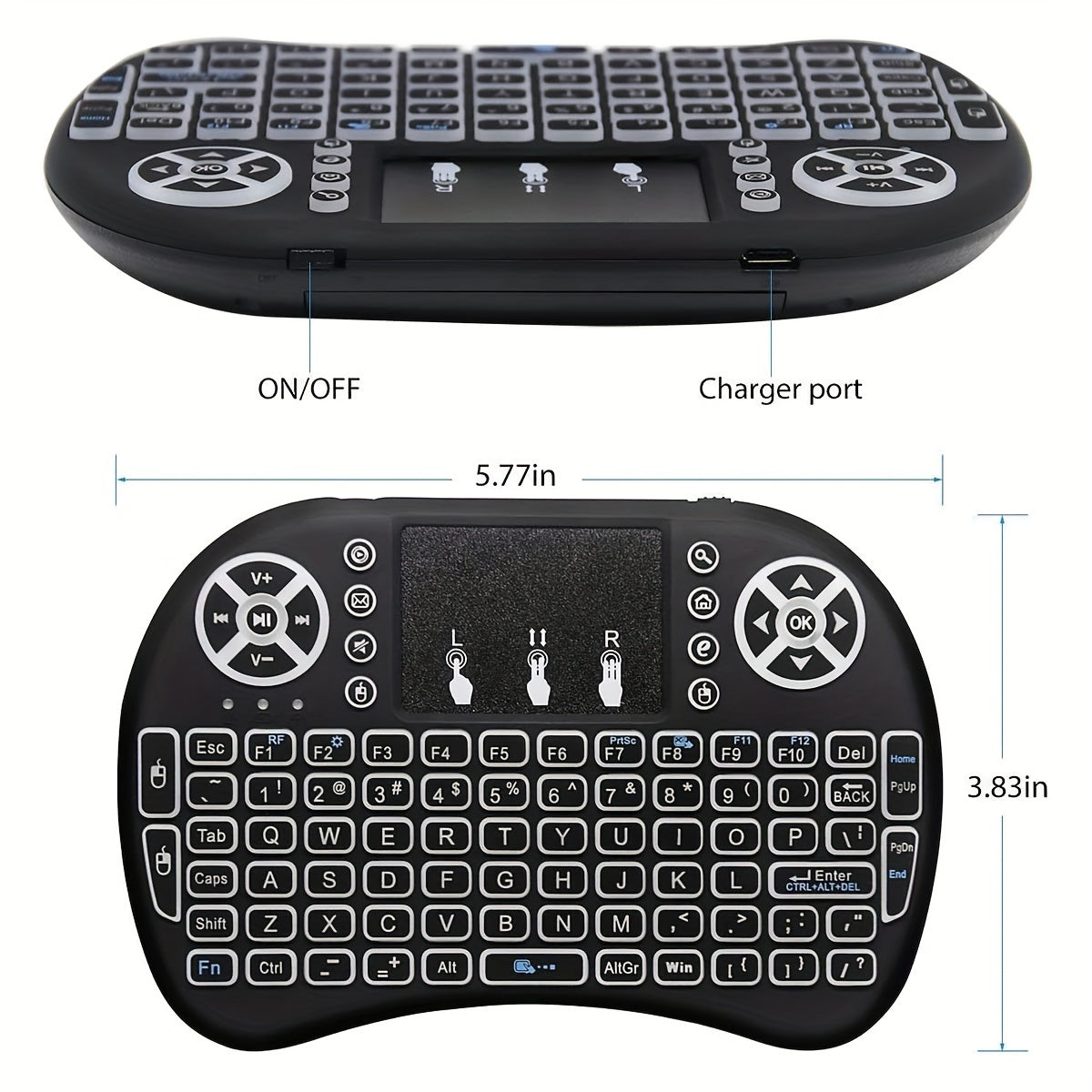 Mini Keyboard Touchpad Mouse, Portable 2.4Ghz Mini Wireless Keyboard With Touchpad Work For IPad, PC, Android TV Box, Smart TV, Tablet And Windows OS