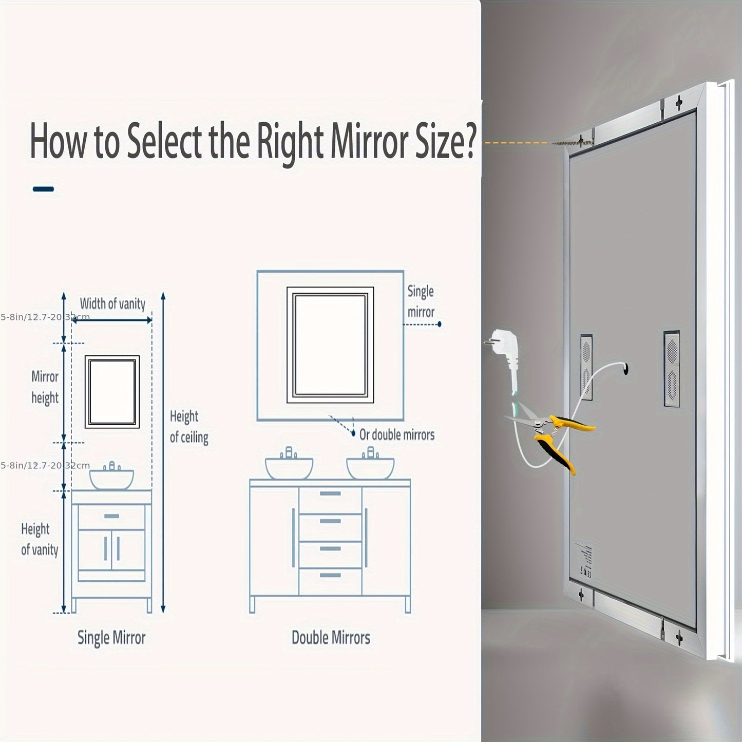 28" X 36" LED Lighted Bathroom Mirror Lighted Bathroom Music Mirror With Dual LED Light Strips Smart Wall Vanity Mirror, Front-lit, Dimming, Date And Time