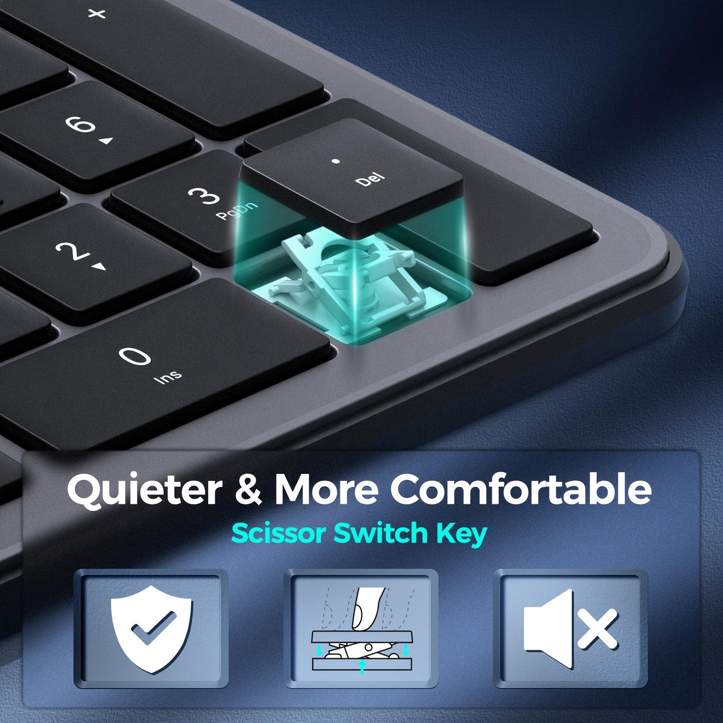 Wireless Keyboard, Multi-Device 2.4G/Wireless Keyboard Ultra-Slim Full Size Computer Keyboard With Numeric Pad, Pad Keyboard With Tablet Holder, Quiet USB Keyboard For iPad, iPhone, Laptop, PC, Mac, Black