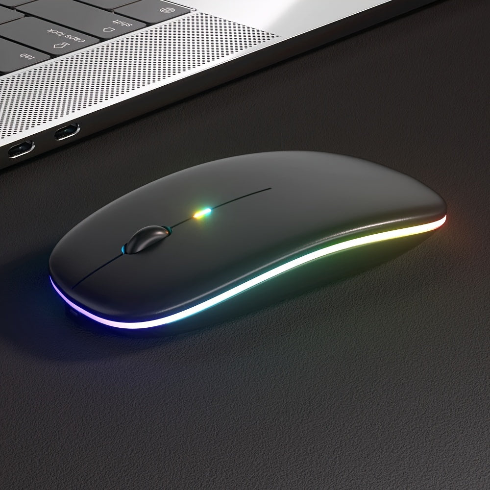 BalanceFit Rechargeable Wireless LED Mouse - Dual-Mode Wireless 5.2 & USB, Silent, Portable, Optical, Ambidextrous Design for Laptops/Desktops/Tablets, Windows 10 Compatible, Wireless Mouse for Laptop