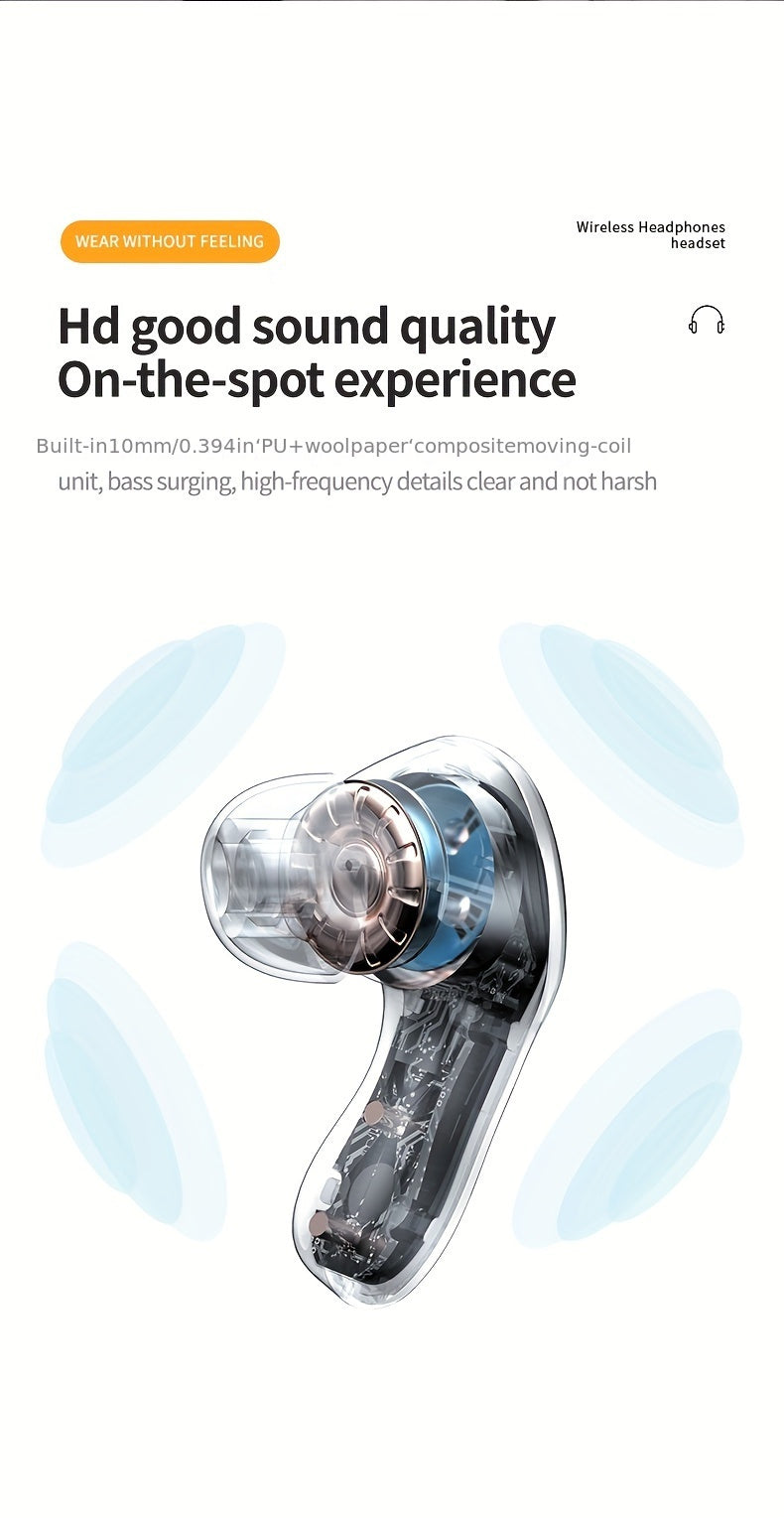 Wireless 5.4 Wireless Earbuds Built-in Ambient Lighting Sports Gaming Headset Bass Touch Control Headset Digital Display