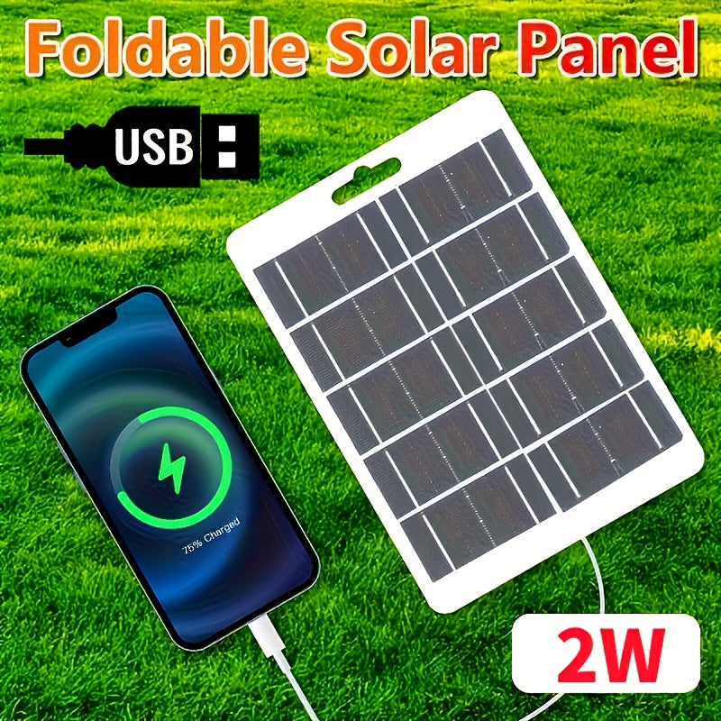 [Solar Charger] Solar Powered USB Solar Panel Charger For Outdoor Travel & Camping | One, Charge Controller, Female To Male USB Connector - Compatible With Mobile Phones, Power Banks, Flashlights, Fans, Tablets