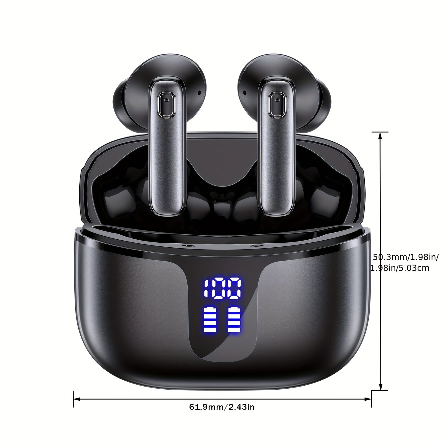 Wireless Earbuds HiFi Stereo, Wireless Earphones with ENC Noise Cancelling Mic, Touch Control, in Ear Wireless Headphones