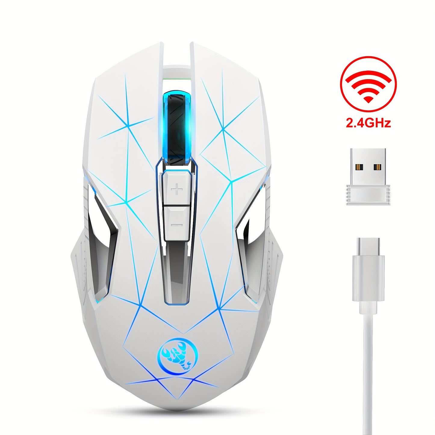HXSJ-T300 Wireless Mouse with Type-C Charging, 2.4G, Animal Print Design - Compatible with PCs, Laptops & Desktops