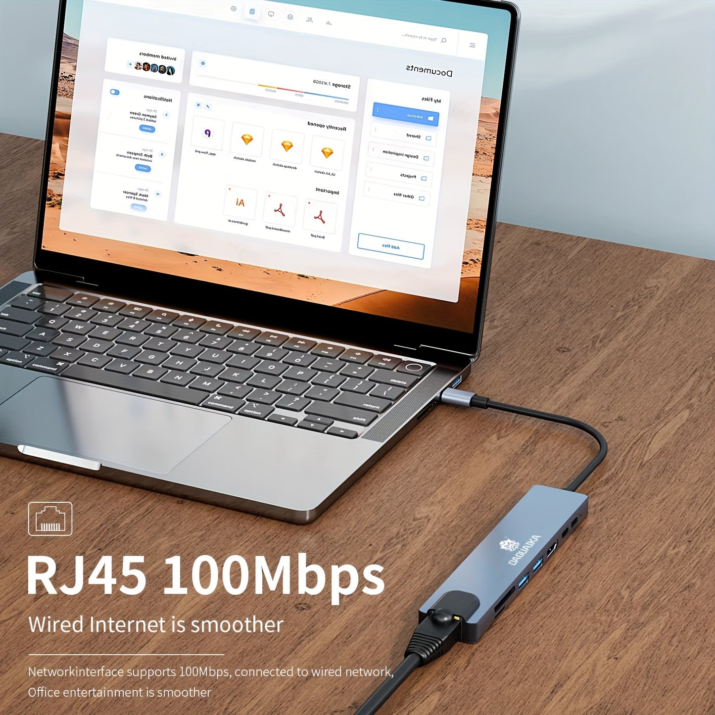 8 in 1 USB C Hub Type C to 4K HDTV Adapter with 100M RJ45 SD/TF Card Reader Fast Charger for MacBook Notebook Windows Laptop Computer