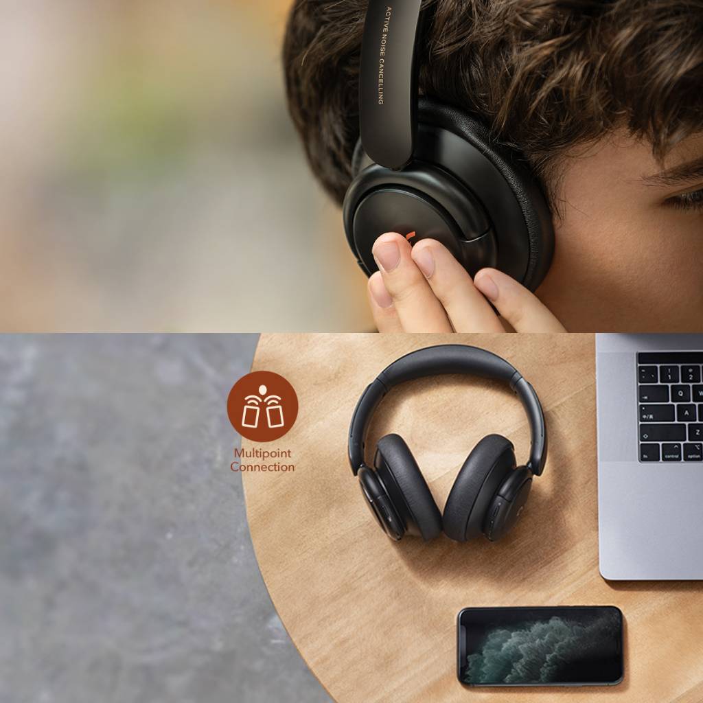 Soundcore Anker Life Q30 Hybrid Active Noise Cancelling Bluetooth Headphones, Blue