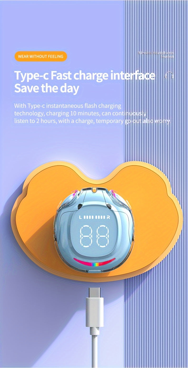 Wireless 5.4 Wireless Earbuds Built-in Ambient Lighting Sports Gaming Headset Bass Touch Control Headset Digital Display