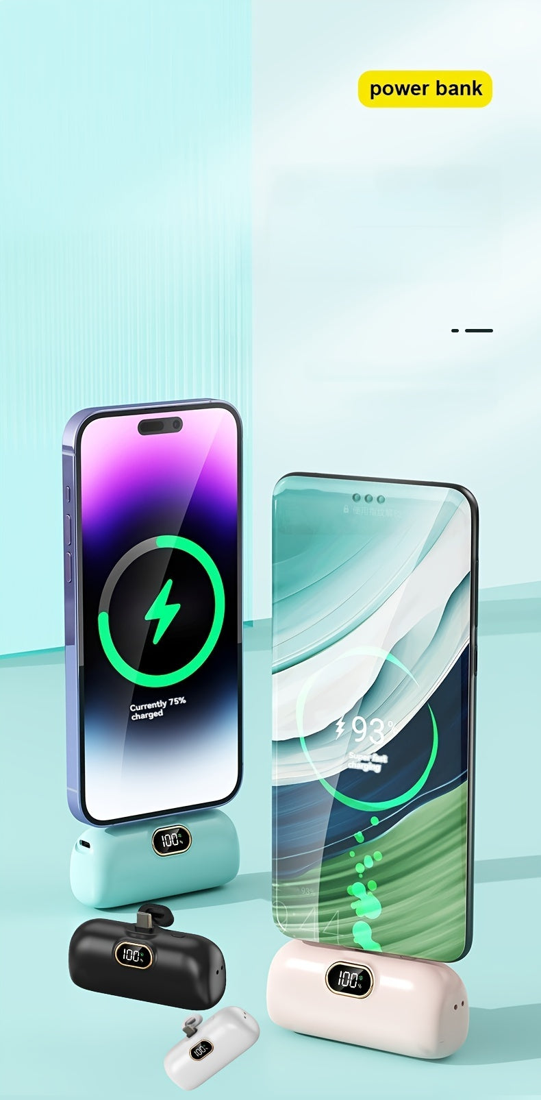 5000mAh Mini Power Bank Wireless Fast Charger Comes With Output Cable, Mini Portable External Battery, Power Bank For IPhone14, Samsung Android Power Bank