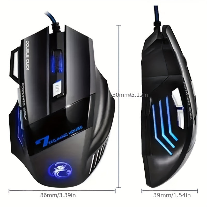 MCPIWOHY Gaming Mouse 2.4G Wireless with RGB Breathing Light, 7 Programmable Buttons, 500mAh Rechargeable Battery, Type-C Charging, 7200 DPI, Right-Handed Design for Windows 10, Wireless Mouse for Laptop