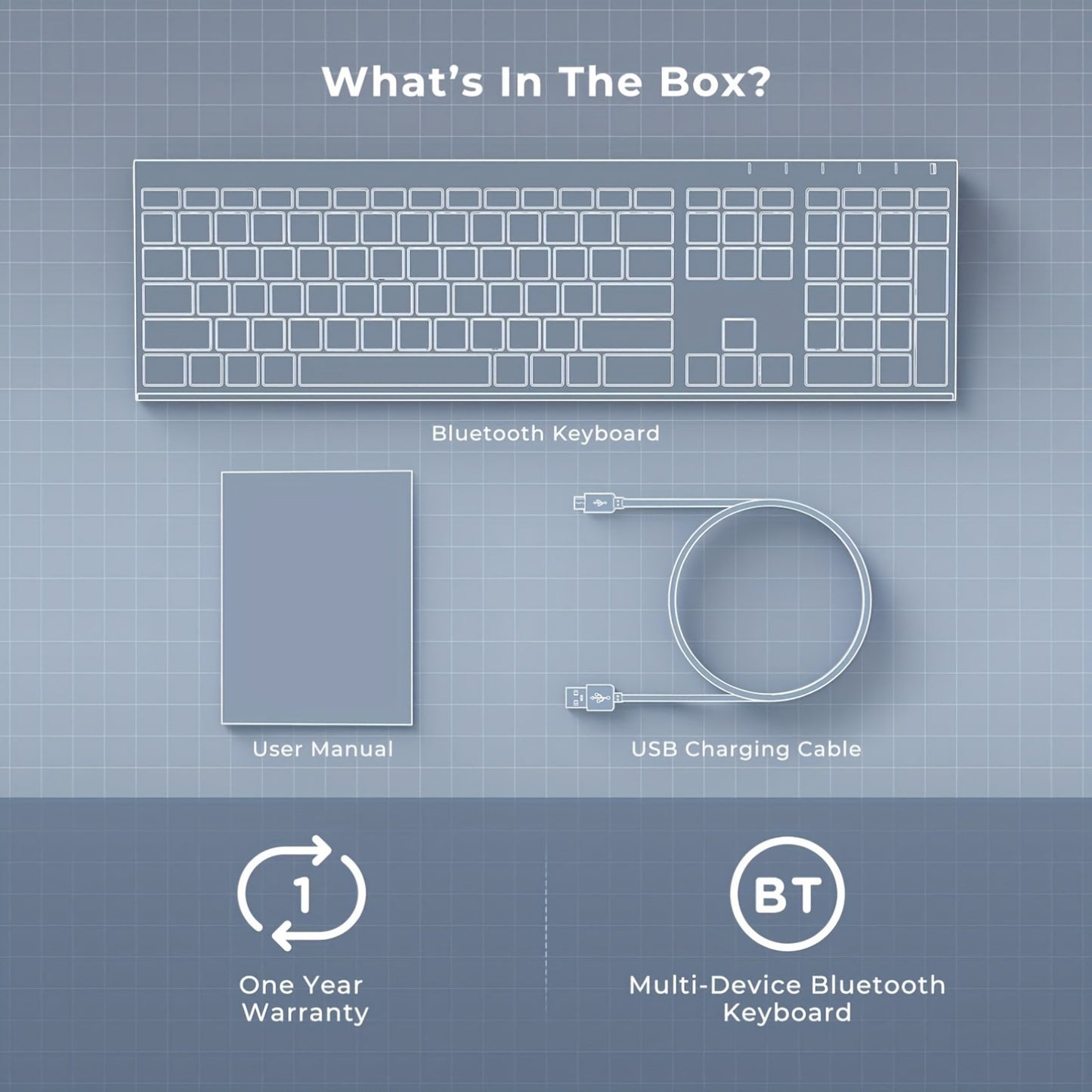 BT Keyboard for Mac- Rechargeable Full Size Keyboard for THREE Devices, Slim Quiet Keyboard with Numeric Keypad Compatible for MacBook Pro/Air, IMac, for iPhone, for iPad Pro/Air/Mini