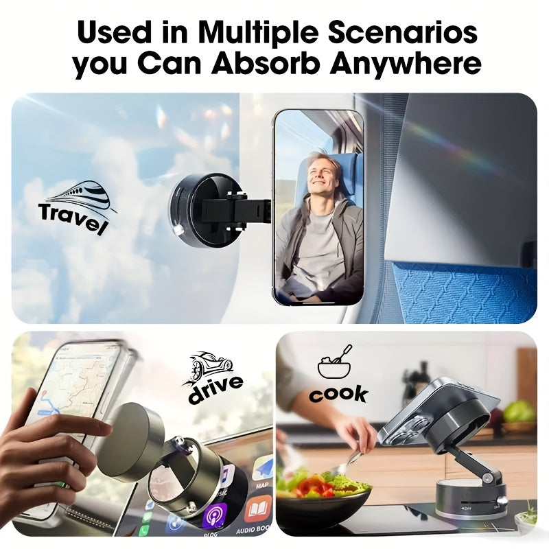 Upgraded Vacuum Magnetic Car Phone Holder, 360° Rotating Bracket Reinforced 96LBS Ultra Suction Cup, Foldable Design Telescopic Arm Adjustable Holder, for iPhone & Android Cell Phone Holders, for Your Car/Gym/Mirror Mount, G