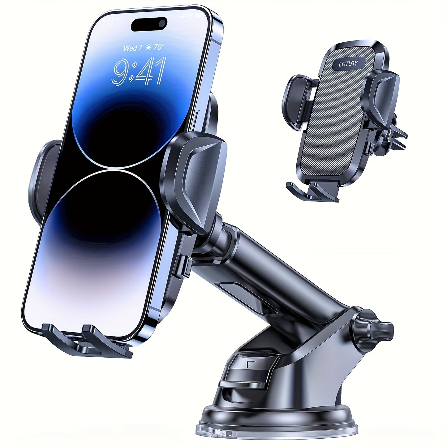 LOTUNY Car Phone Holder, Universal Hands-Free Phone Holders For Car, 3-in-1 Phone Mount For Car Dashboard Air Vent Fit For IPhone Samsung Google And All 4" To 7.2" Phones