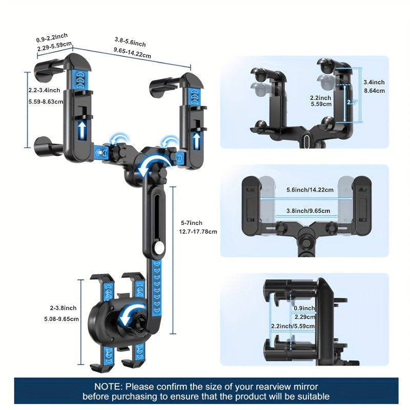 Car Phone Mount - Rotatable & Retractable, Waterproof ABS, Fits All Vehicles