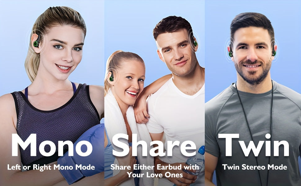 64H Total Playtime Wireless Earbuds - Earbud Headphones with BT V5.3, 4 Built-in Mic, In-Ear Stereo Sound, Sweat-Resistant Design for Sports and Running