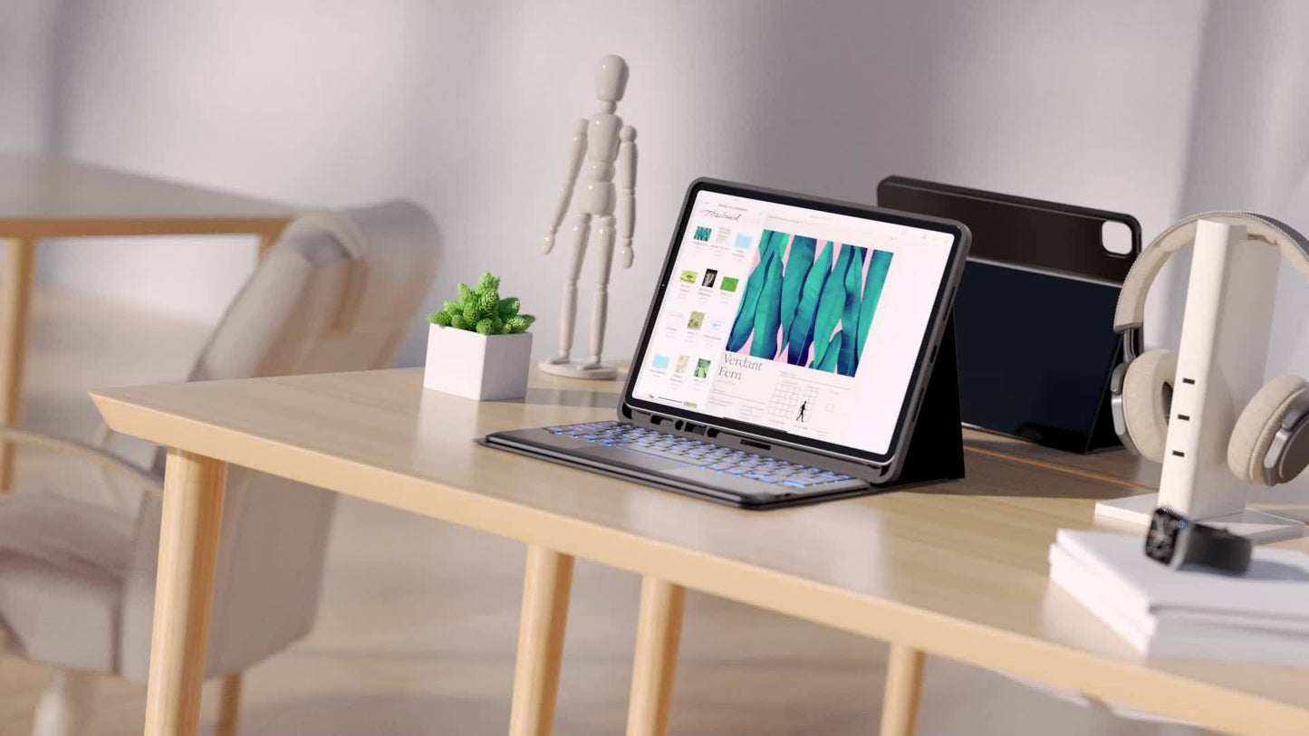 12.9" Case With Keyboard For IPad Pro (iPad Not Included) Keyboard With Trackpad 7 Color Backlit, Detachable Wireless Keyboard Compatible For IPad Pro 12.9 6th Generation 2023, 5th Gen, 4th Gen, 3rd Gen, Black