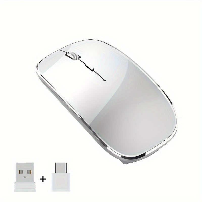 1pc Type-C Rechargeable Wireless Mouse with 2.4G Dual Receiver, Silent Operation, Durable Plastic Build, Long-Lasting Lithium Polymer Battery - Compatible with Multiple Devices