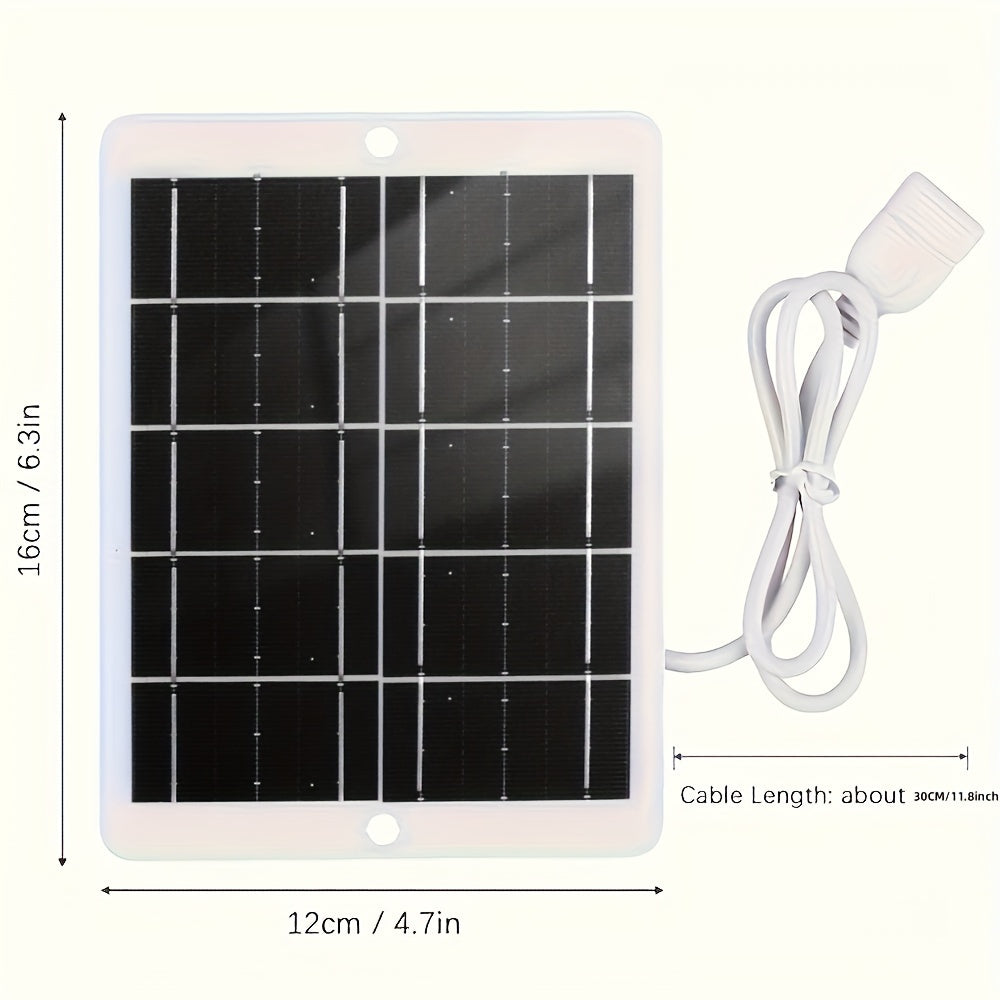 3W-5V Portable Solar Charger with USB, Safe for Power Banks & Phones, Ideal for Outdoor Camping, Flashlights, Sports Cameras, Small Fans