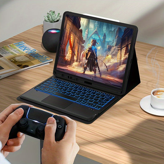 12.9" Case With Keyboard For IPad Pro (iPad Not Included) Keyboard With Trackpad 7 Color Backlit, Detachable Wireless Keyboard Compatible For IPad Pro 12.9 6th Generation 2023, 5th Gen, 4th Gen, 3rd Gen, Black