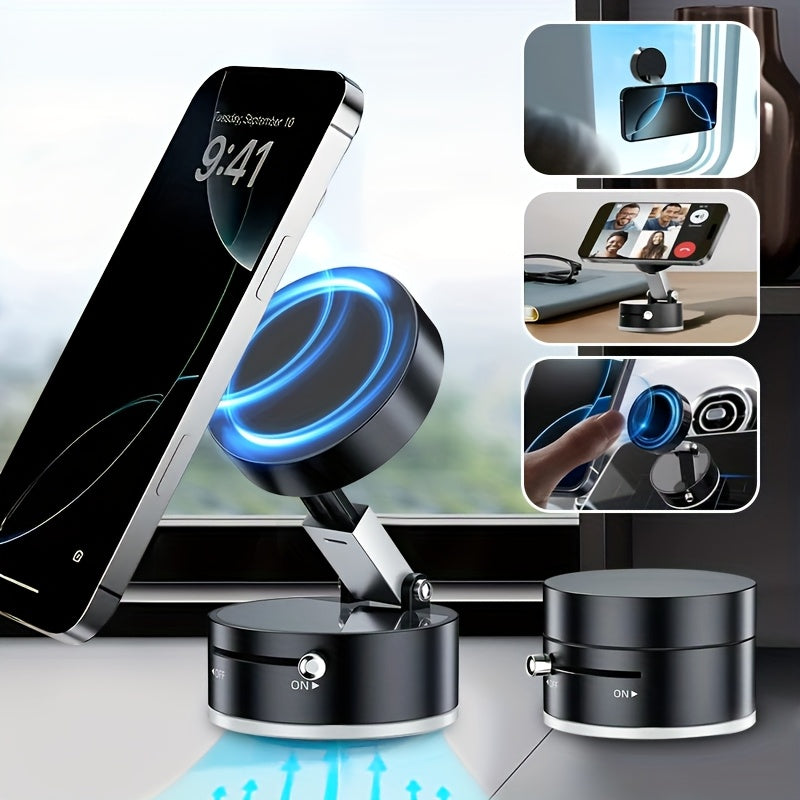 Upgraded Vacuum Magnetic Car Phone Holder, 360° Rotating Bracket Reinforced 96LBS Ultra Suction Cup, Foldable Design Telescopic Arm Adjustable Holder, for iPhone & Android Cell Phone Holders, for Your Car/Gym/Mirror Mount, G