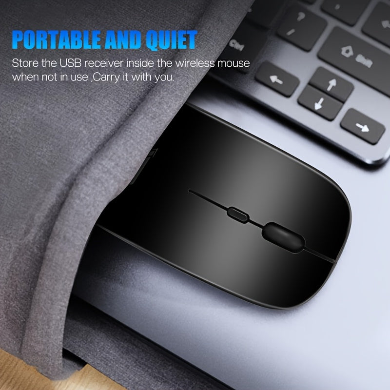 Ergonomic 2.4G Wireless Mouse - Sleek, Portable Design for PC & Laptop Gaming | Optical Technology, No Battery Required