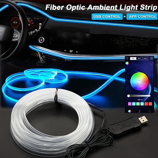 3m/118in Interior Automotive Neon (center Console + Dashboard) With Matching Armrest Storage Box, RGB LED Light Strips For Environmental Application Control, Without Battery